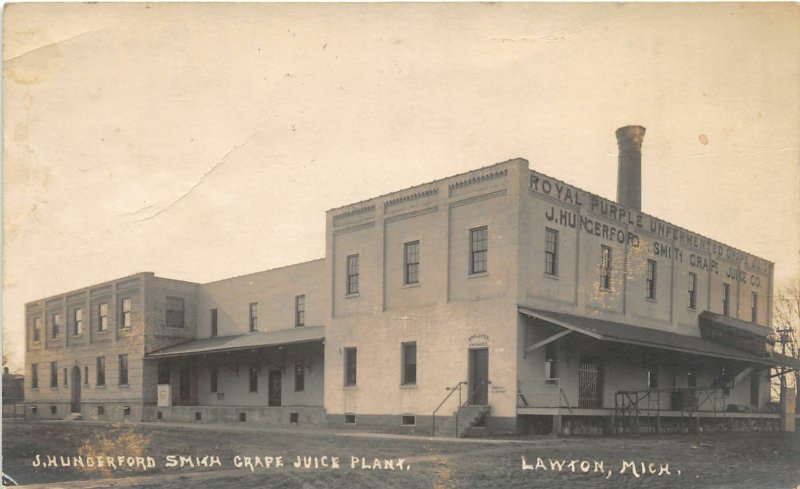 H29/ Lawton Michigan RPPC Postcard c1919 Hungerford Grape Juice Plant Factory 13