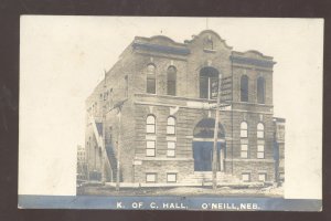 RPPC O'NEILL KNIGHTS OF COLUMBUS HALL VINTAGE REAL PHOTO POSTCARD