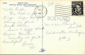 Scenic View Dixville Notch New Hampshire NH VTG Postcard PM Cancel WOB Note 