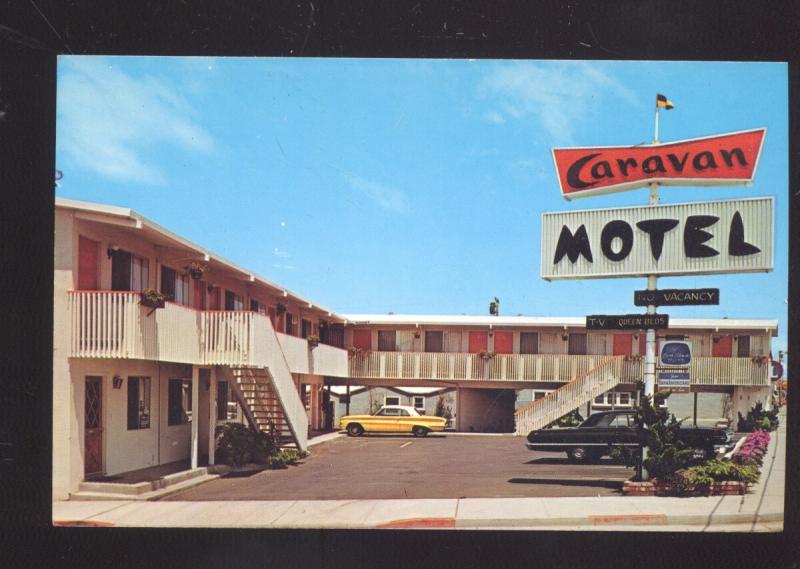 SEASIDE CALIFORNIA 1963 OLDSMOBILE CUTLASS OLD CARS MOTEL ADVERTISING POSTCARD