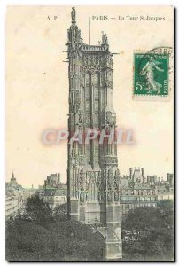 Old Postcard Paris St Jacques Tower
