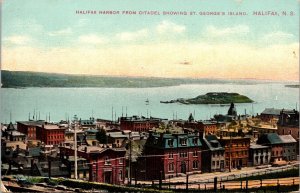 Harbor from Citadel St. George's Island Halifax NS Postcard fine passage 1913