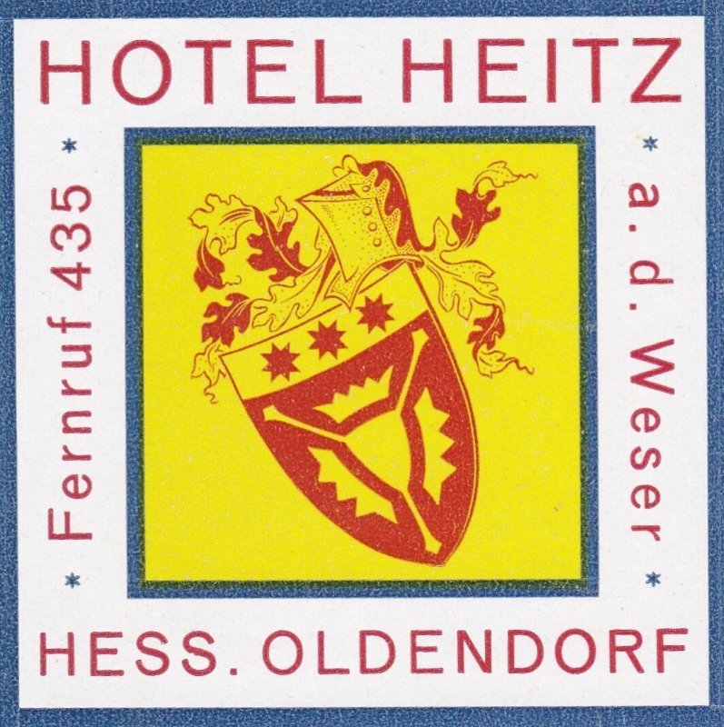 Germany Oldendorf Hotel Heitz Vintage Luggage Label sk2878