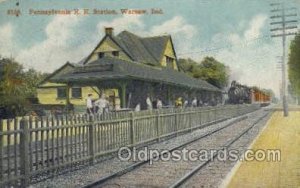 Pennsylvania RR Station, Warsaw, IN USA Locomotive Train Railroad Depot 1910 ...