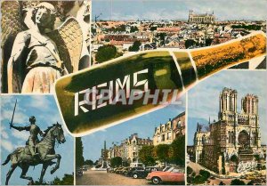 Postcard Modern Reims Champagne (Marne) smiling angel joan of arc panorama