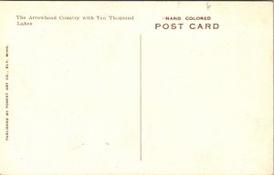 Hand Colored Postcard Memorial School in Ely, Minnesota