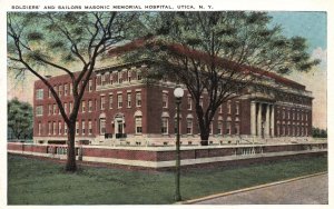 Vintage Postcard 1922 Soldiers and Sailors Masonic Memorial Hospital Utica N.Y.