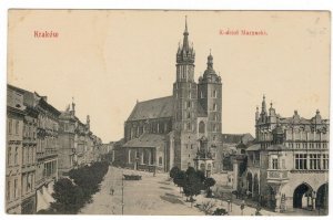 Poland 1903 Unused Postcard Krakow Cracow Saint Mary Church and Main Square