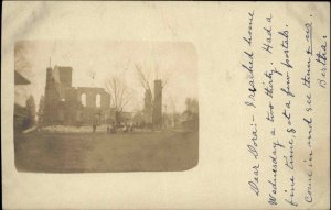 Easthampton MA Massachusetts Cancel Burned Bldg Fire 1907 Real Photo Postcard