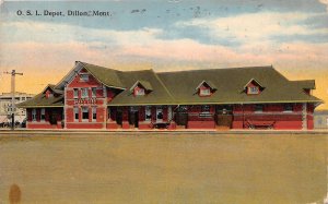 J54/ Dillon Montana Postcard c1910 OSL Railroad Depot Station  323