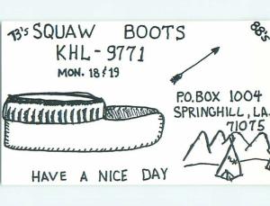 Native Indian - QSL HAM RADIO CARD Springhill Louisiana LA t0990