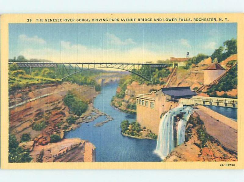 Unused Linen BRIDGE SCENE Rochester New York NY H8179