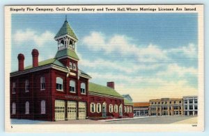 ELKTON Maryland MD~ Cecil County Library SINGERLY FIRE DEPARTMENT 1940s Postcard