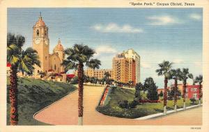 CORPUS CHRISTI, TX Texas   SPOHN PARK~CHURCH~Palm Trees  1942 Postcard
