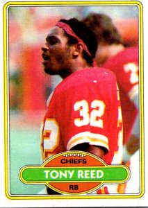 1980 Topps Football Card Tony Reed RB Kansas City Chiefs sun0386