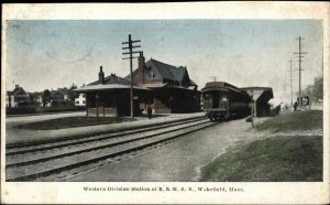 Wakefield MA B&M RR Train Station Depot c1910 Used Postcard