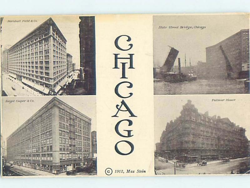 Divided-Back FOUR VIEWS ON ONE POSTCARD Chicago Illinois IL H6731