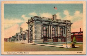 Vtg Wichita Kansas KS Union Train Station Railroad Depot 1930s View Postcard