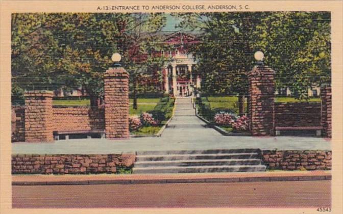 South Carolina Anderson Entrance To Anderson College