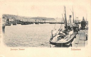 KENT, England UK   BOULOGNE STEAMER SHIP In FOLKESTONE   c1900's UDB Postcard