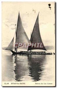 Old Postcard Boat Evian les Bains Lake Geneva Boat