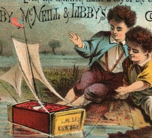 1880s-90s Libby McNeill & Libby's Cooked Corned Beef Boys Toy Boat P214