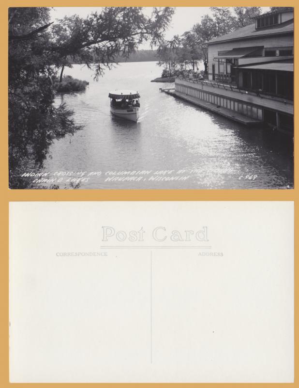 RPPC-Waupaca, WIS., Indian Crossing & Columbian Lake at the Casino, Chain O Lake