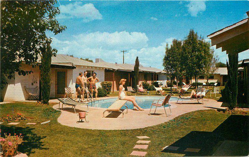 Alkay Apartment Lodge Swimming Pool Phoenix Arizona 1950s Postcard Petley 297
