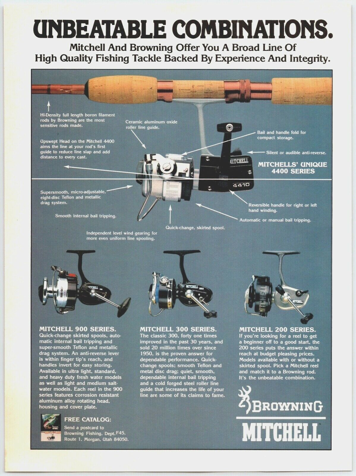 Mitchell 4400 Fishing Reel Print Ad Mitchell 300 F1