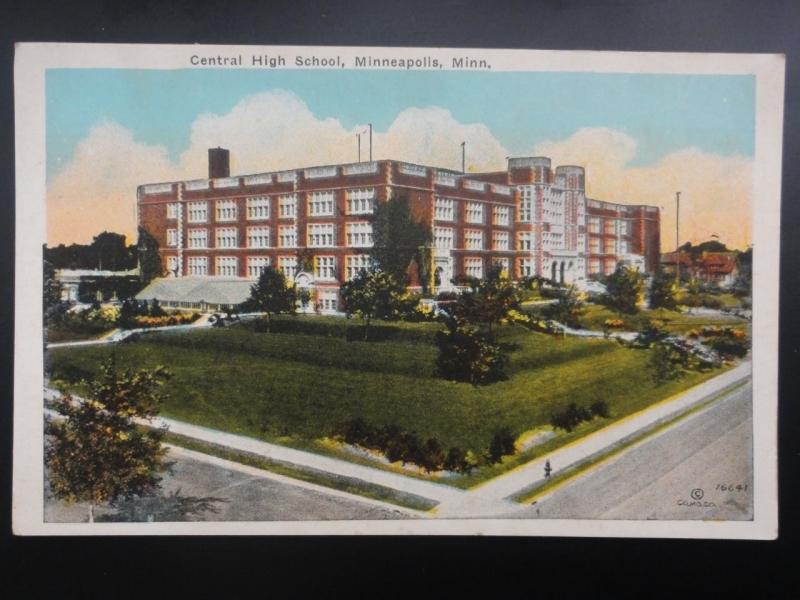 USA MINNEAPOLIS Central High School - Old Postcard by Co-Mo Co.