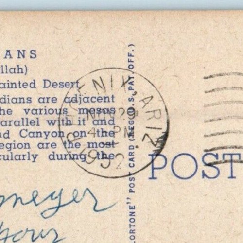 1952 Hopi Indians Orlin And Zellah At Edge Of Painted Desert Vintage Postcard 