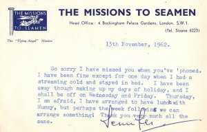 The Missions To Seaman Buckingham Palace 1960s Sailor Postcard Flag Cover