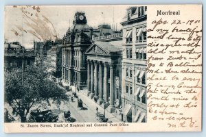 Montreal Canada Postcard St. James Street Bank of Montreal Post Office 1901
