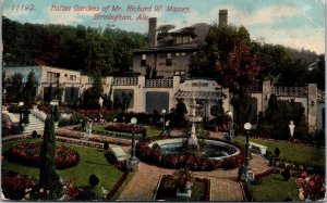 Postcard Italian Gardens of Mr. Richard W. Massey in Birmingham, Alabama~1972