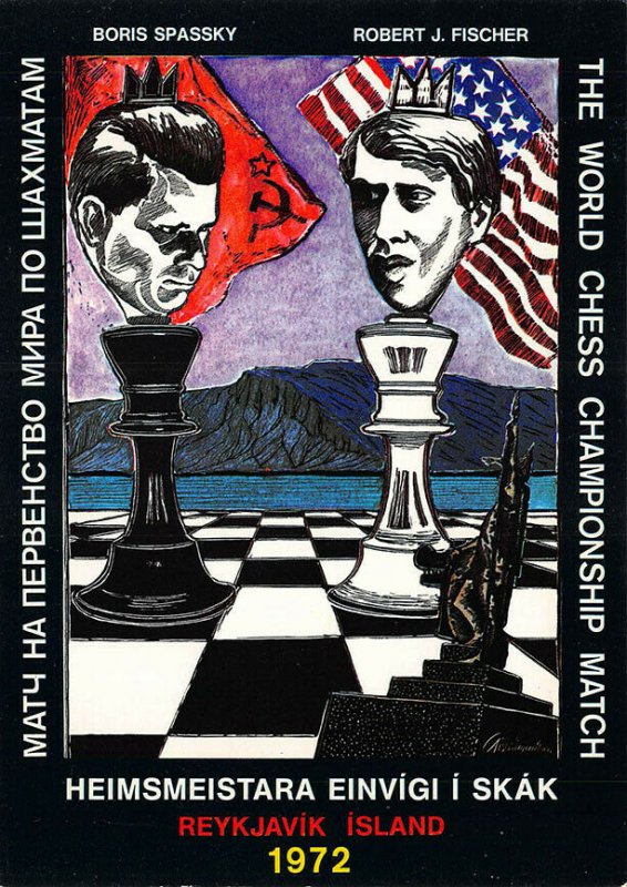 Reykjavik Island Boris Spassky vs Robert J. Fischer 1972 Chess Match Postcard