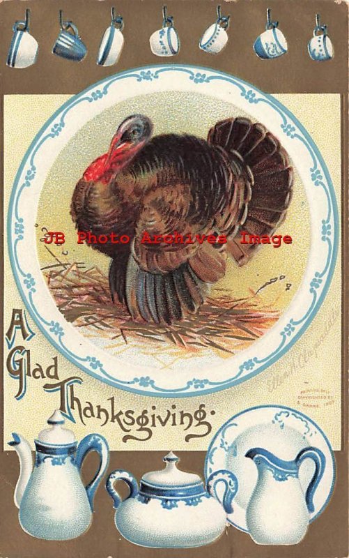 Thanksgiving, S. Garre No 51670, Ellen Clapsaddle, Plate with Turkey Image