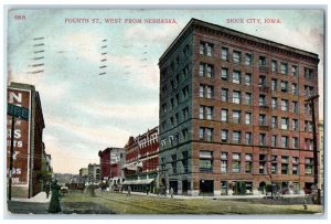 1908 Fourth Street West From Nebraska Shops Sioux City Iowa IA Posted Postcard