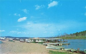 Bull Shoals Lake AR Restaurant Old Cars & Boats Lead Hill Boat Dock, Postcard