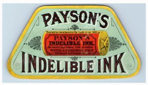 1870s-80s Die-Cut Payson's Indelible Ink For Silk Linen & Cotton F136