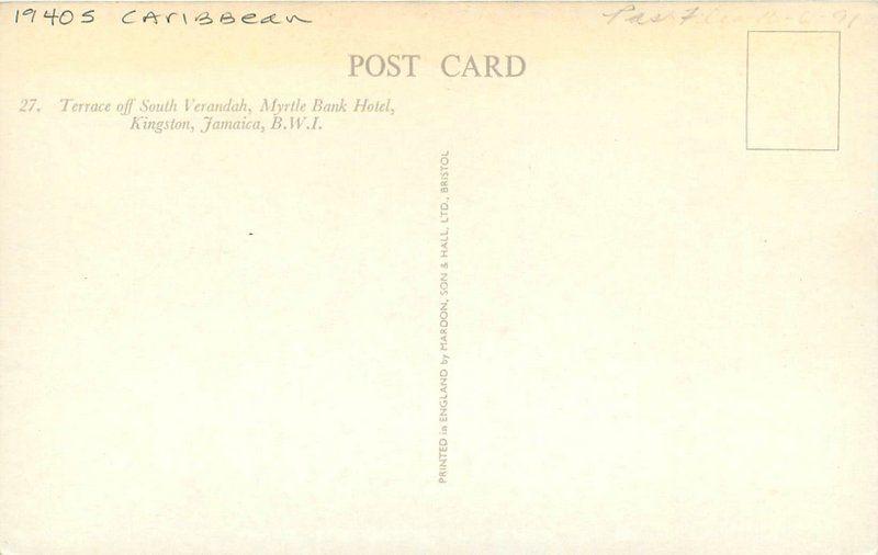 Kingston Jamaica Myrtle Beach Hotel 1940s pool roadside postcard 10067