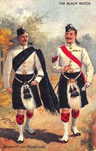 Raphael Tuck # 9994 Harry Payne The Black Watch Sergeant & Bandsman Postcard