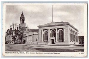 1911 Springfield MA, Elm Street From Institution Of Savings Antique Postcard