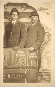 RR Train Studio Props Reno Express Crystal Hall Studio New York City c1910 RPPC