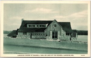 Postcard MO Lakeside Casino at Bagnell Dam Lake of the Ozarks