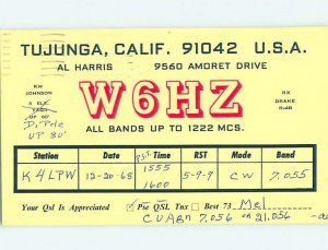 Pre-1980 RADIO CARD - Sunland Tujunga - Near Burbank & Los Angeles CA AH1125