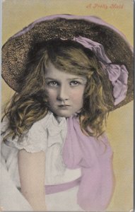 Children Postcard - A Pretty Maid, Cute Young Girl With Large Hat RS30750