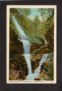 NY Rainbow Falls Water Flying Stairway Watkins Glen State Park New York Postcard