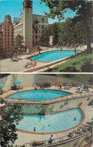 Hot Springs Arkansas~Arlington Resort Hotel~Pool Views~1960s Postcard