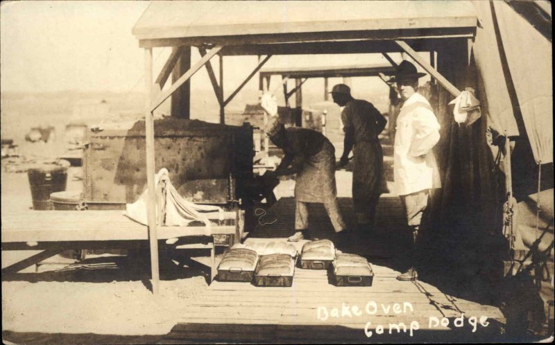 Camp Dodge IA Bake Oven Soldiers - Des Moines Cancel Real Photo Postcard