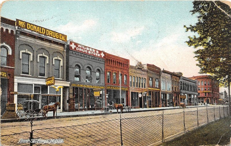 F94/ Fargo North Dakota Postcard c1910 Front Street Stores McDonald